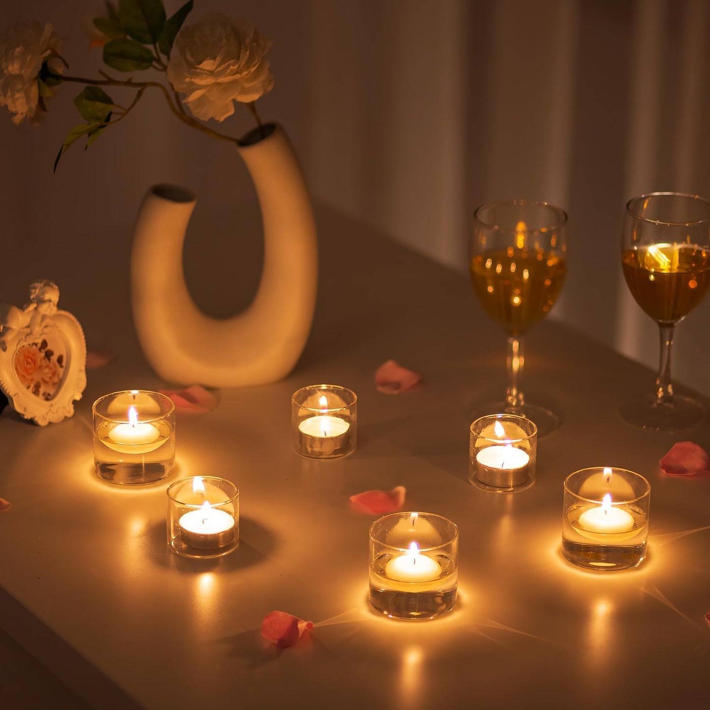 Romadedi Votive Tealight Candle Holders - 12 pcs Clear Glass Tea Light Holders Bulk Small Table Centerpieces Wedding Decor Party Dinner Home Decorations Festivals Christmas
