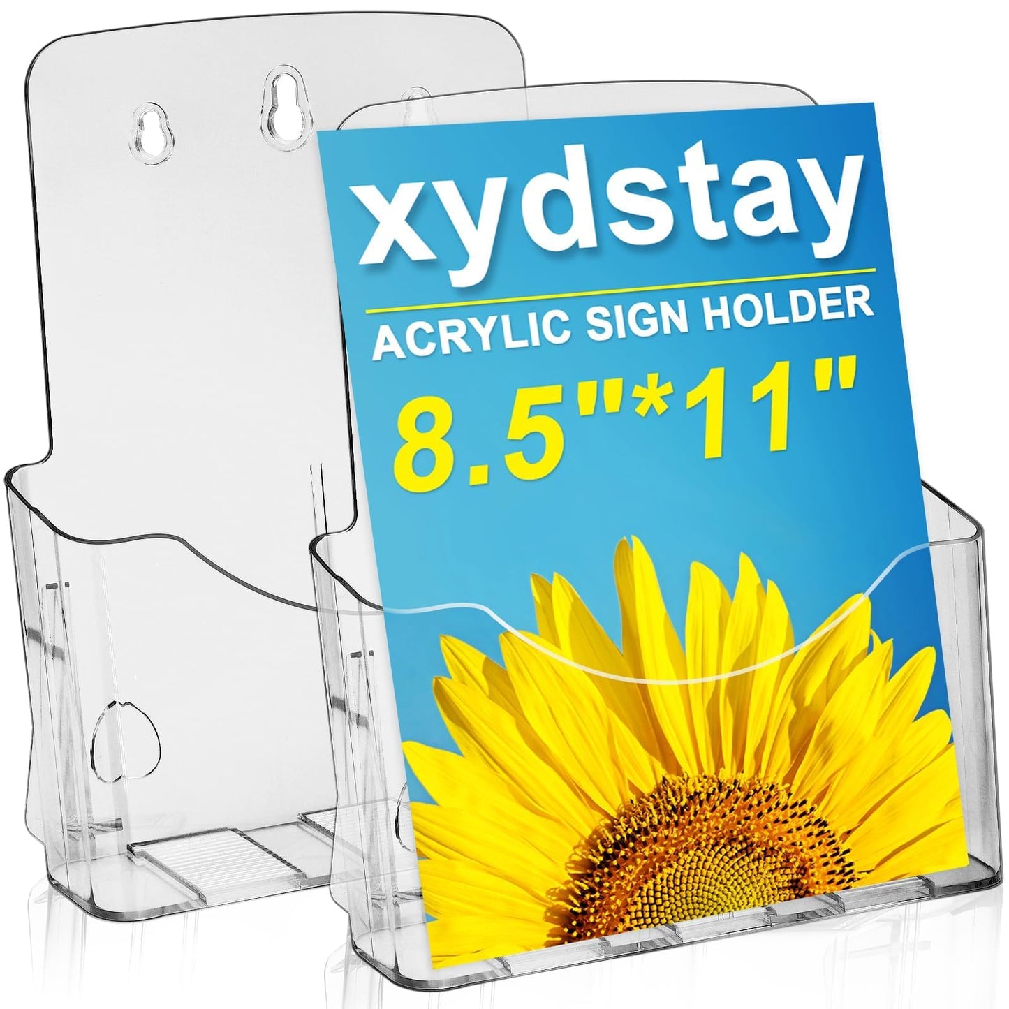 xydstay Acrylic Brochure Holder 8.5x11 Inches Slant Back Design, Clear Display Stand, Plastic Table Stand Sign Holder,Pamphlet Holder Flyer Holder, Acrylic Display Stand,for Office, Home, Store, 2 Pack