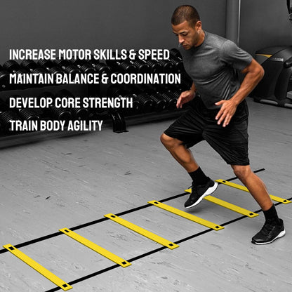 TNZMART Agility Ladder Speed Ladder 6Rung10FT 12Rung20FT Training Equipment for Football Soccer Basketball with Carrying Bag (10FT, Yellow)
