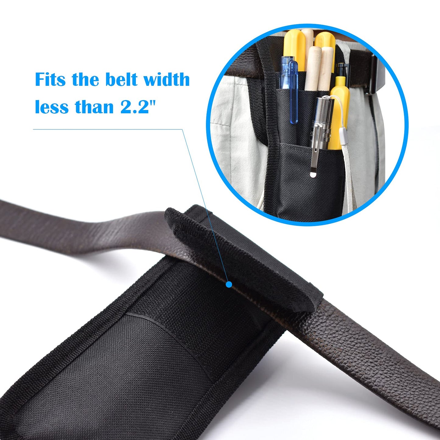2 Pcs KATOLK Belt Pen Holder, Multifunctional Adjustable Tactical Pencil Pouch, Detachable Military Duty Pencil Sleeve Case, Can Hold Pens, Rulers and Scissors (Black)