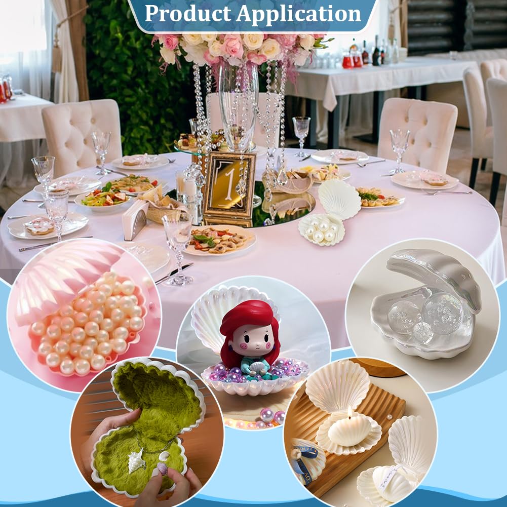 PH PandaHall 10pcs Seashell Box Container, Plastic Shell Shaped Jewelry Storage Holder White Seashell Boxes for Mermaid Beach Wedding Birthday Party Favors Christmas Home Decor, 3x3.5x1.7inch