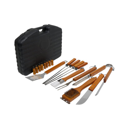 Mr. Bar-B-Q 18-Piece Deluxe Grill Tool Set, Stainless Steel BBQ Grilling Accessories, Tongs, Spatula, Fork, Brush w/Wooden Handle for Backyard Barbecue & Camping Trip, Best Grilling Gifts for Men Dad