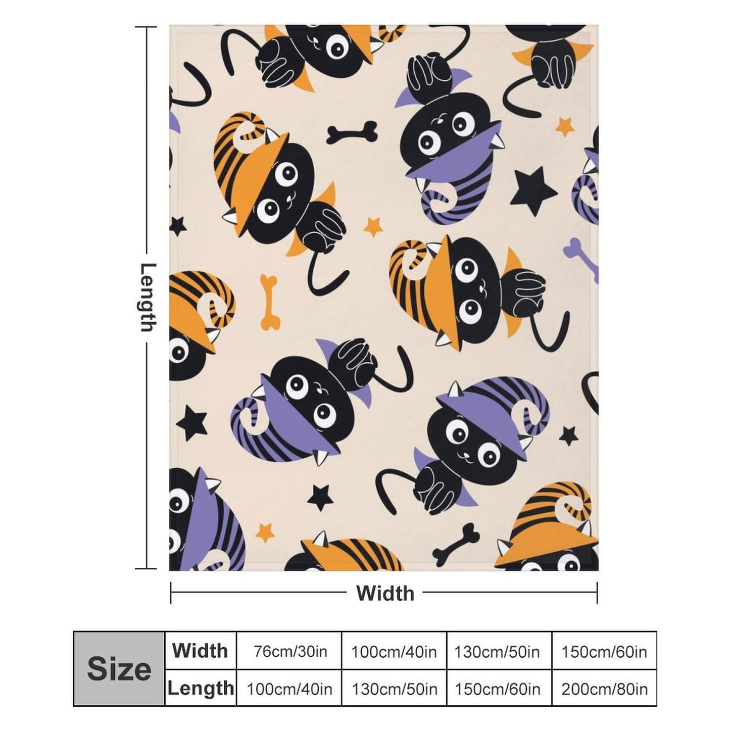 All Saints' Day Printed Blanket Super Soft Flannel Fleece Cozy Blankets for Bed,Sofa,Couch,Gifts for Women Men,Camping and Travel Warm Fuzzy Blanket for All Season (Cat, 50" x60)