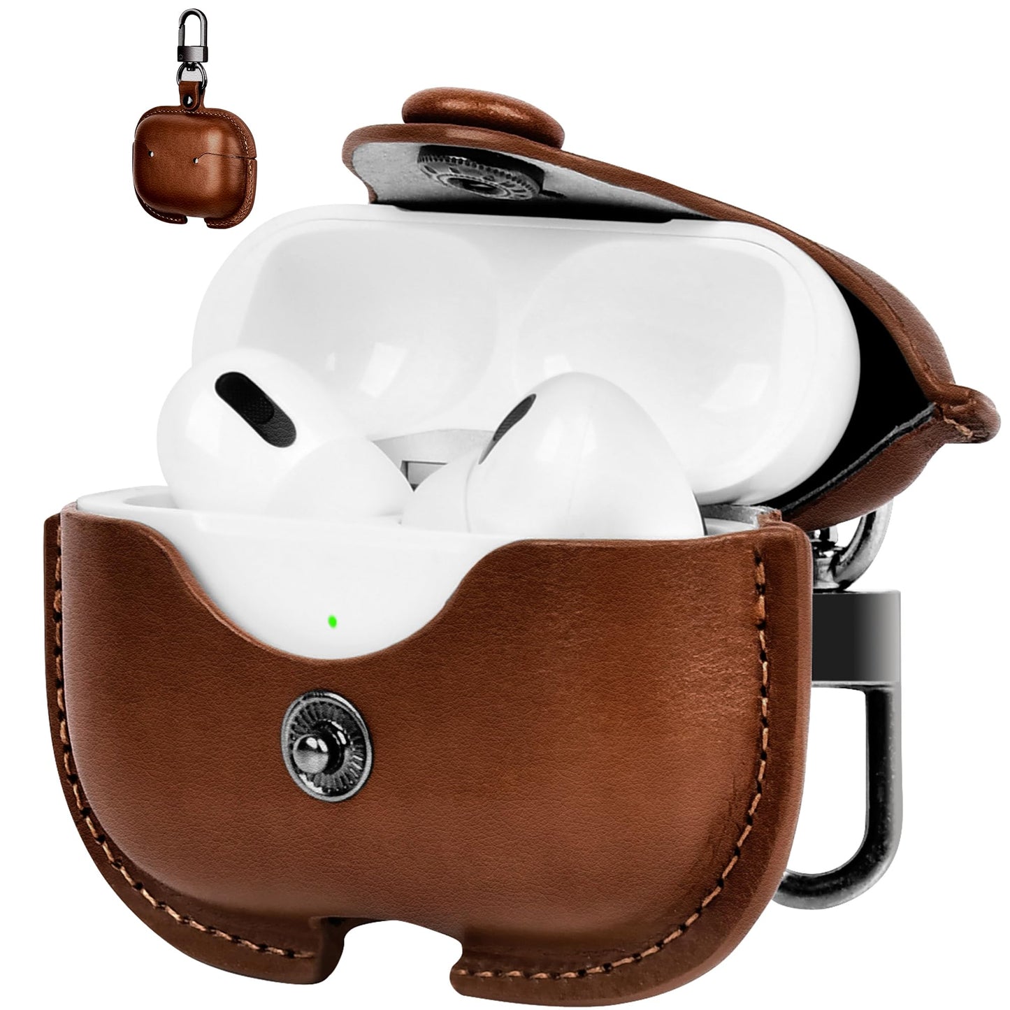 SURANBULI for AirPods Pro 3 Case Leather | One Piece Cute iPod AirPods Pro 3 Generation Case for Man Women| with Keychain-Model A2700/A2931(Lightbrown)