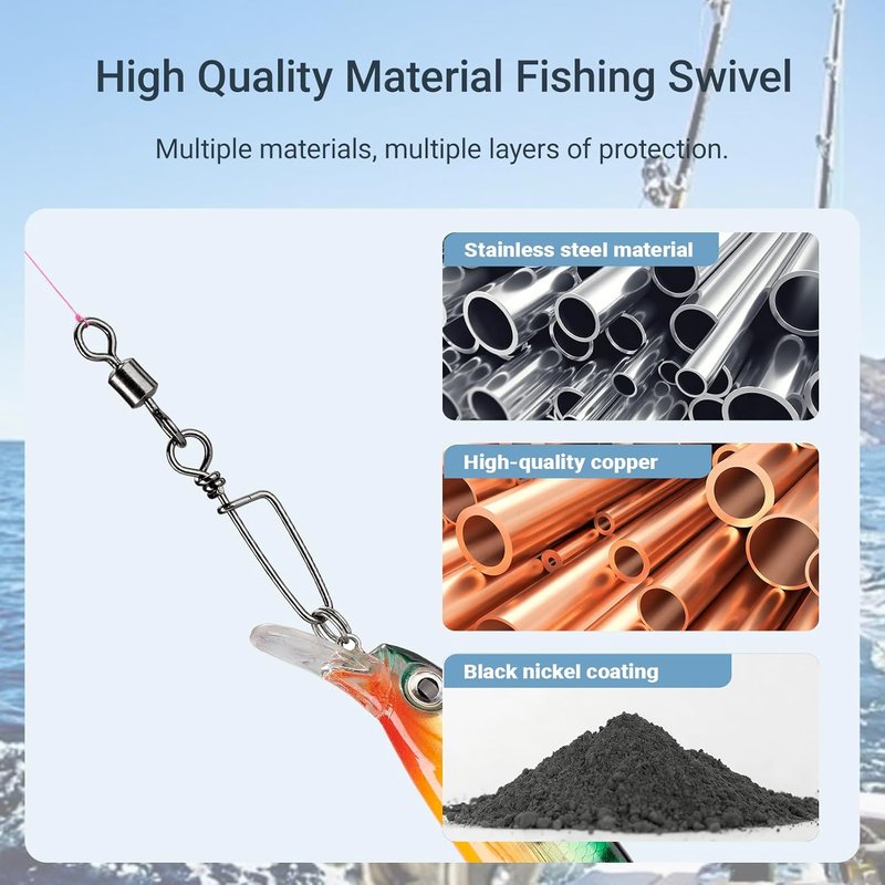 High-Strength Fishing Snaps - Stainless Steel Barrel Swivels | Freshwater Lure Connector