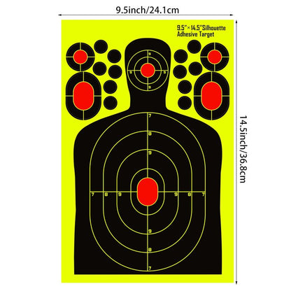 PTPHJEG 9.5x14.5 inch Silhouette Splatter Targets - Bright Fluorescent Yellow Easily seen on Impact When Hitting Target for BB Guns, airguns, Rifles, Indoor and Outdoor ranges (25 Pack)