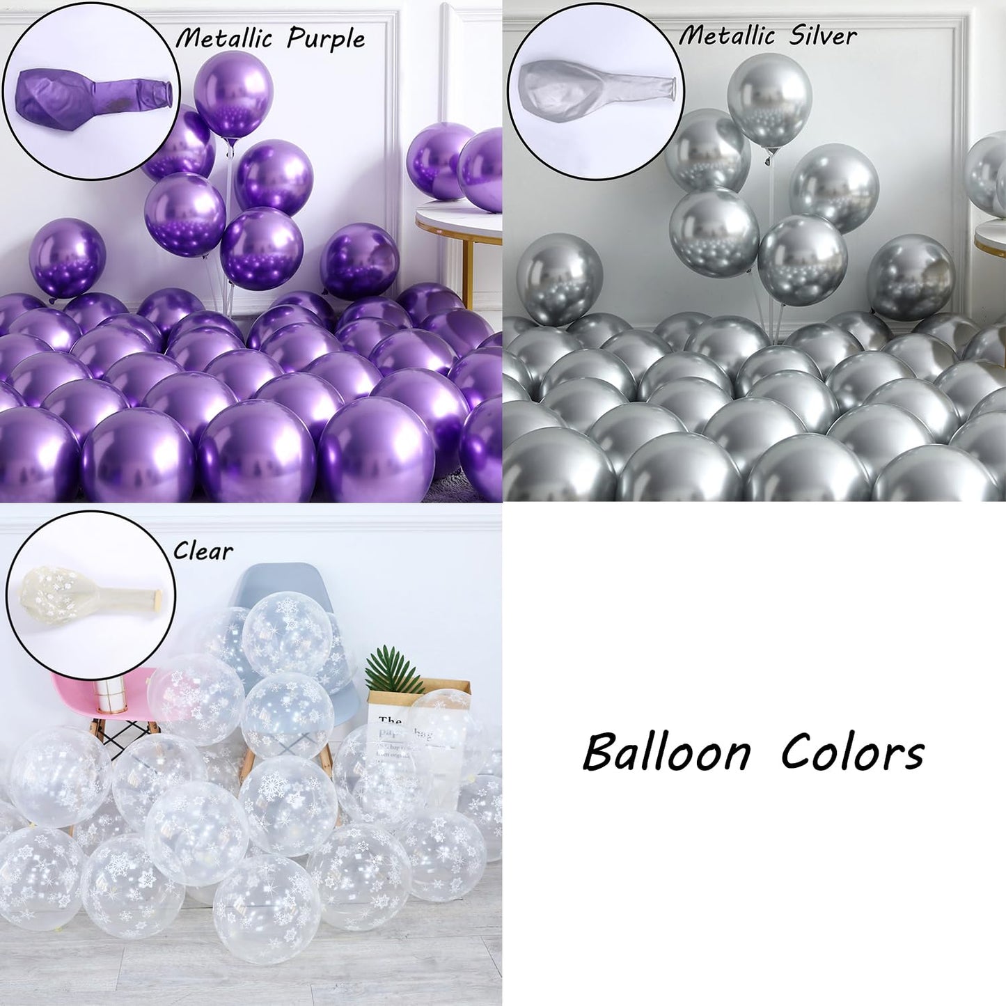 Winter Wonderland Decorations, 162Pcs Snowflake Blue Purple Balloons Arch Garland Kit with Ice Snow Iridescent Explosion Star Foil Balloons for Baby Shower Christmas Birthday Party