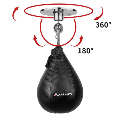 Afranti Heavy Duty Adjustable Speed Bag Platform Kit 24" with Speed Punching Ball (10"x7") Adjustable Height Wall Mount Professional Fitness Ball Boxing Reaction Training Set