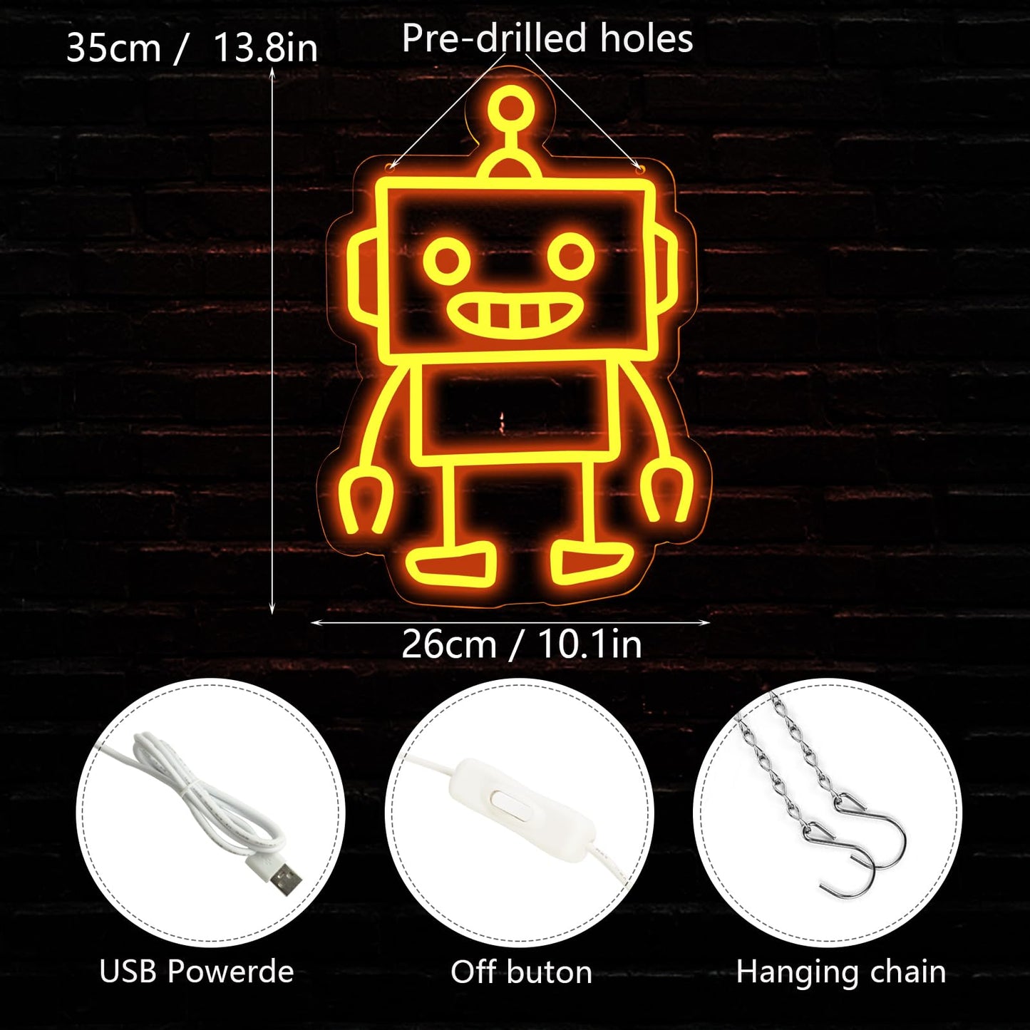TOPQUALI Robot Neon Signs Robot LED Neon Light Decor for Game Room, Baby Living Room,Kids Room,Party,Birthday,Christmas Signs for Boys,Kids Gift13.8 * 10.1 Inch