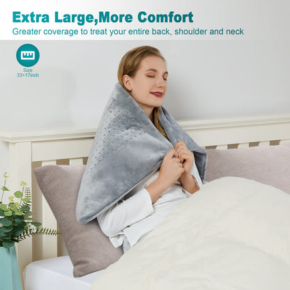 Heating Pad for Back Pain Relief, CAROMIO 33"x17" Extra Large Electric Heating Pads for Cramps Neck and Shoulders, Moist & Dry Heat Therapy,2H Auto Off,4 Temperature Settings,Machine Washable