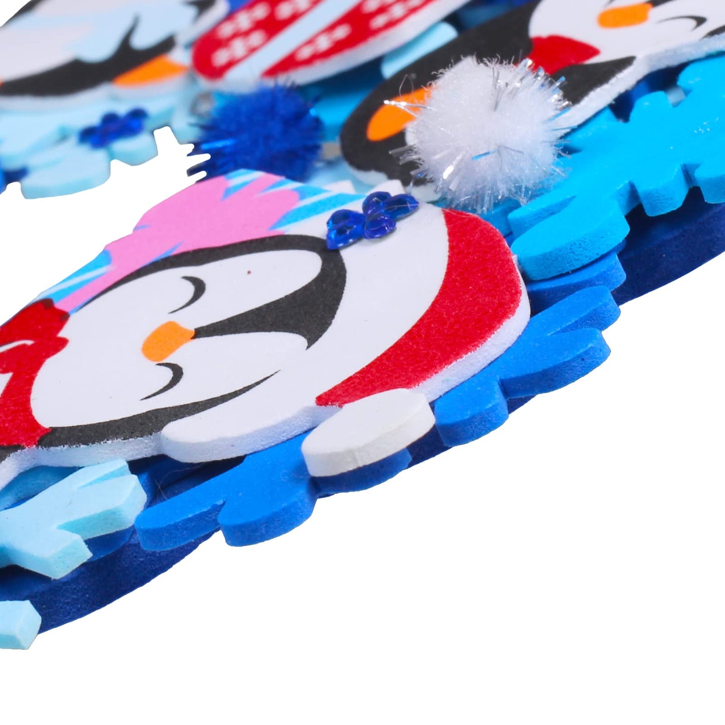 Winlyn 12 Sets Winter Crafts DIY Christmas Snowflake Wreath Ornaments Decorations Art Sets Snowman Santa Foam Stickers for Kids Classroom Activities
