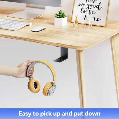 Yocice Headphone Stand Hanger,Headset Holder Mount,Aluminum Hook with Strong Adhesive Tape for Headphones (H02-Black-1PCS)
