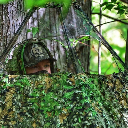 Nukem Grab & Go Hunting Ground Blind - Mossy Oak Obsession 3D Leafy - Lightweight Stake-Free Pop Up Turkey & Deer Blind (X-Large)