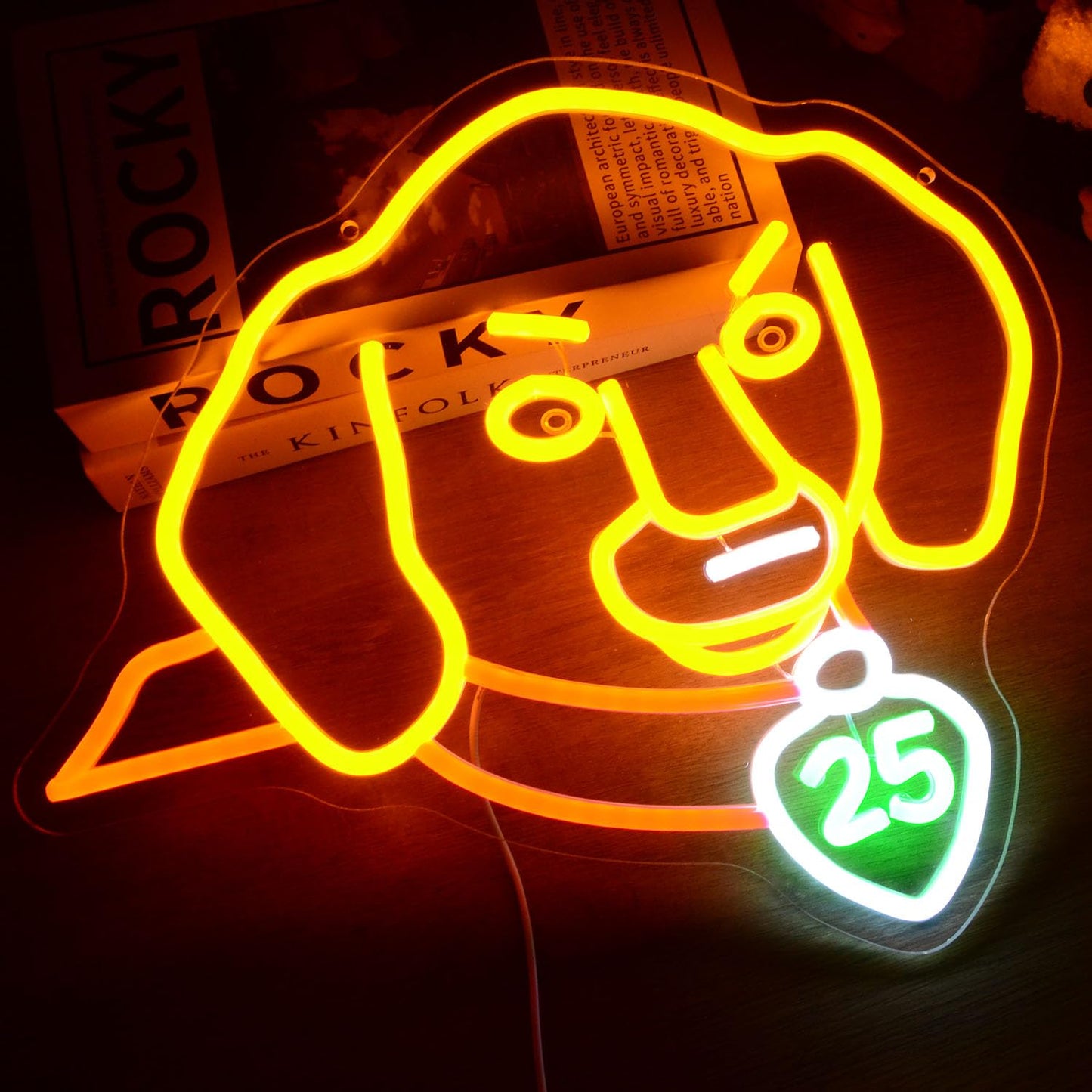 Dachshund Face LED Neon Signs Cute Doxie's Head for December 25th Christmas Day Xmas Party Decoration Dog Light Lamp Gifts for Kids Children Friends Family Animal Lovers