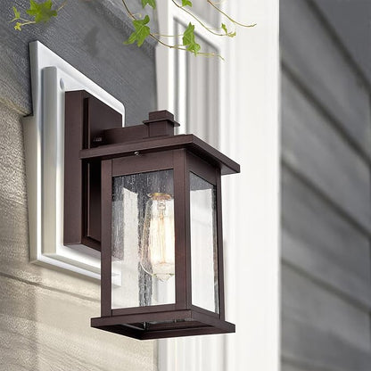 MICSIU Oil Rubbed Bronze Outdoor Wall Sconce, Clear Seedy Glass Outside Porch Sconce, 12 Inch Outdoor Light Fixture for House, Front Door, Entryway, Patio