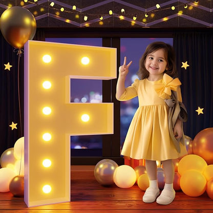 Marquee Letters 3 Feet Tall Large Light Up Letters F Happy Birthday Decorations Marry Me Engagement Party Decor Yellow Light Birthday Decorations Balloon Arch Kit Foam Sign F