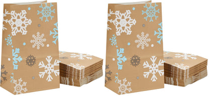 Juvale Paper Winter Gift Bags - 36 Count, 5.15 x 3.2 x 8.5 In, Red & White Snowflake - Reinforced Tear-Resistant Bottom - Snowflake Party Favor & Treat Bags for Snacks & Treats (Pack of 2)