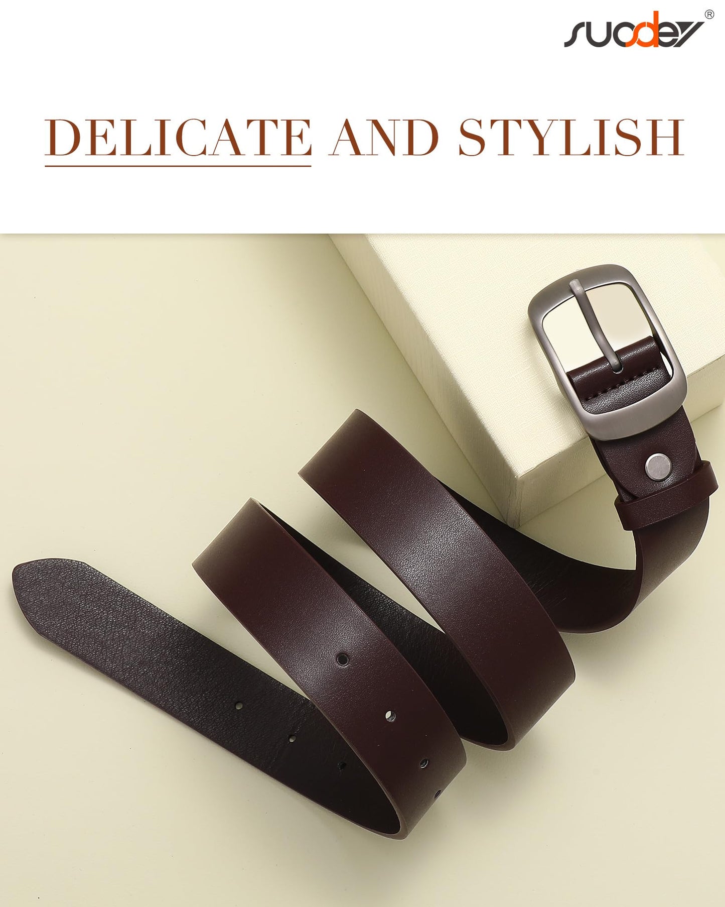 SUOSDEY 2 Pack Womens Genuine Leather Belts, Waist Belt with Pin Buckle for Jeans Pants,black and coffee,width 1.3'',Small: fits waist from 25''-30''