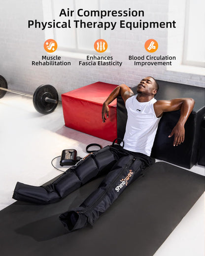 SHINE WELL Leg Recovery Compression System, Professional Foot and Leg Air Compression Boots, Sequential Device for Massage Therapy, Fast Recovery & Improved Circulation for Athletes & Gym (Medium)