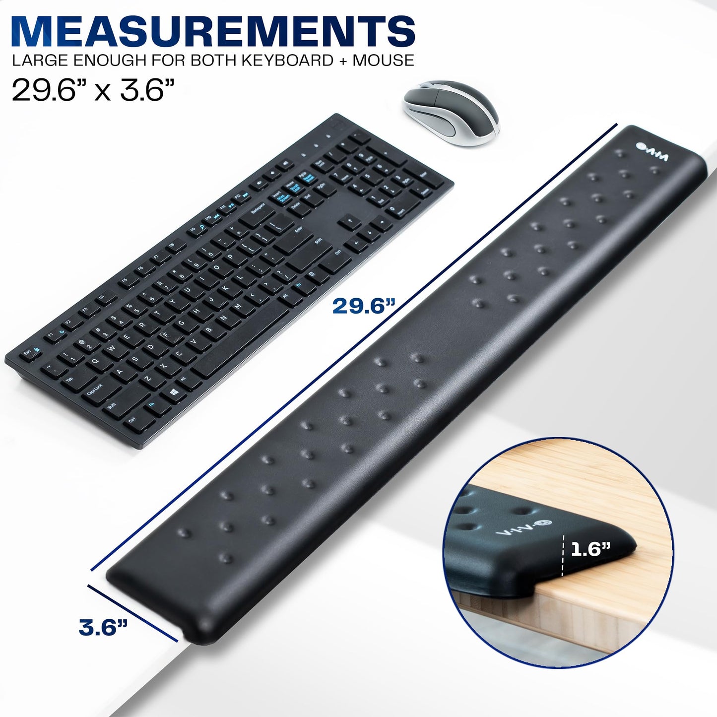 VIVO Ergonomic Long 30” Wrist Pad, Non-Slip Memory Foam Arm Rest for Desk, Elbow Cushion with L-Shaped Edging, Black, DESK-WR30