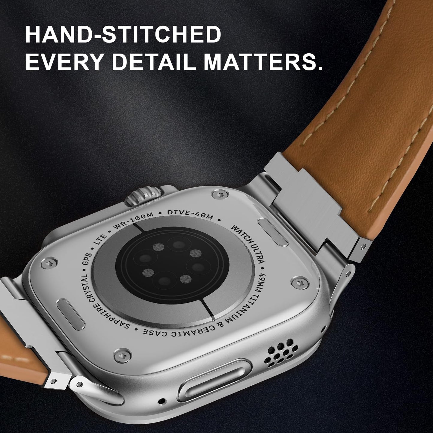 Genuine Leather Band Compatible with Apple Watch Ultra Band 49mm 46mm 45mm 44mm for Men,Vintage Genuine Leather Replacement Strap for iWatch Ultra 3 2 1,SE 3 2 1,series 11 10 9 8 7 6 5 4