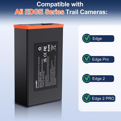Lesaps 2-Pack 5000mAh Moultrie Power Mag Replacement Battery - Compatible with Moultrie Cellular Trail Cameras Edge, Edge Pro, Edge 2, Edge 2 Pro, USB-C & Solar Panels Charging