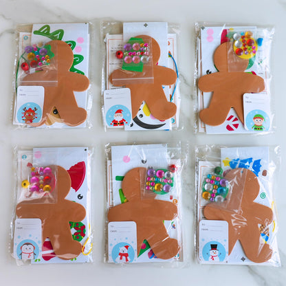 Winlyn 24 Sets Christmas Craft Kits Winter Crafts DIY Holiday Gingerbread Man Ornaments Tree Decorations Art Sets Stocking Foam Stickers Arts and Crafts for Kids Home Classroom Activities Party Favors