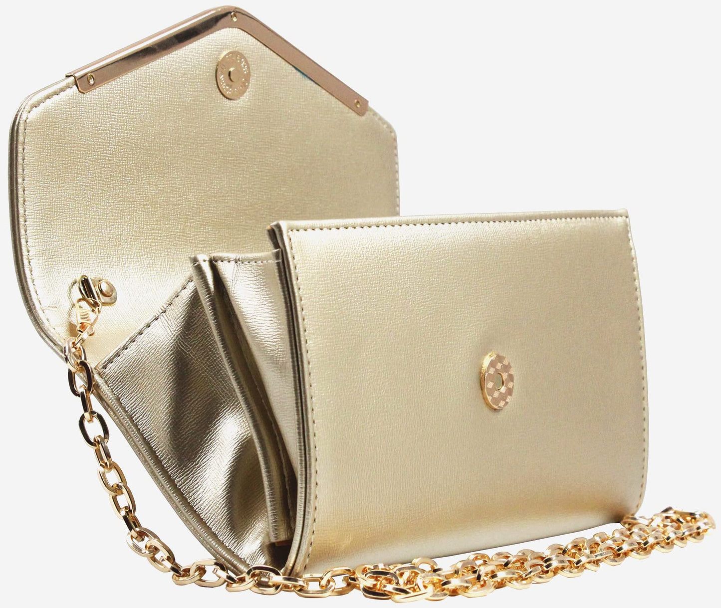 Autumnwell Clutch Purse Evening Bag for Women，Envelope Handbag With Detachable Chain（gold）