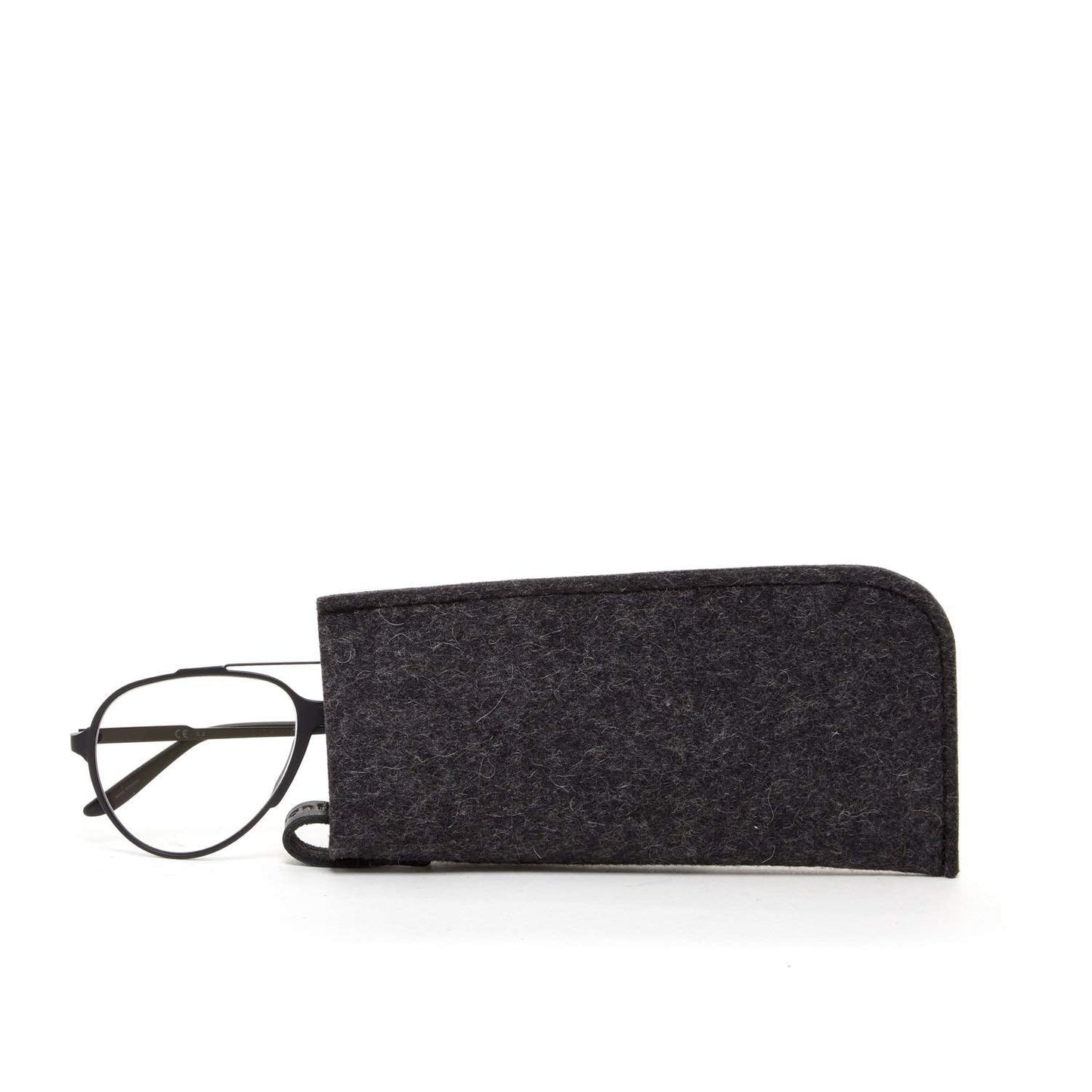 Graf Lantz Eyeglass Sleeve - 100% Merino Wool and Leather - Protective, Scratch Free Material (Charcoal)