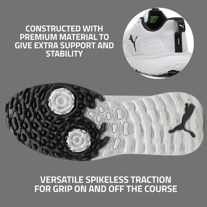 Puma Golf Men's Fusion Grip 6 Golf Shoe, Puma White-Puma Black, 10.5