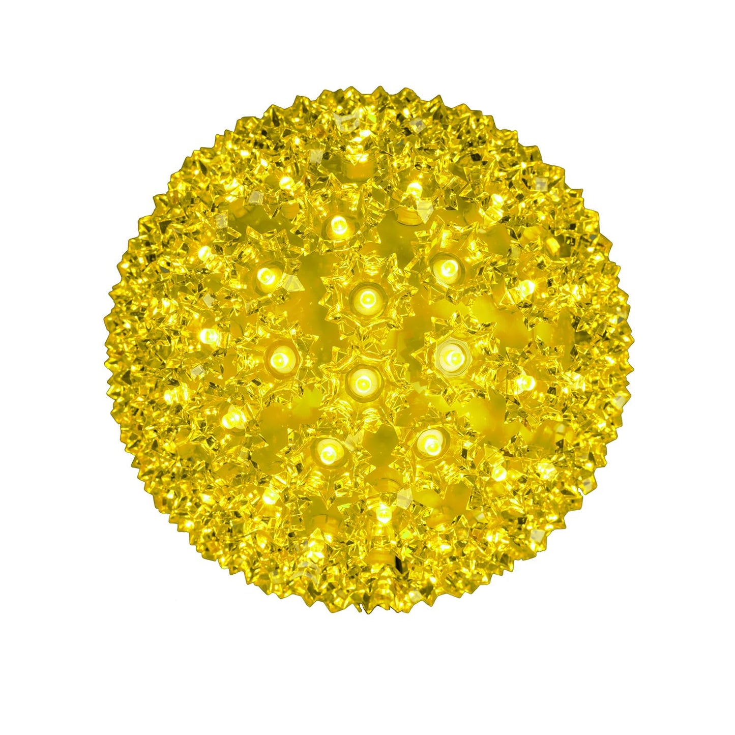 Novelty Lights LED 10in 150 Light Starlight Sphere, Yellow, Extra Large Ornament Ball Light, 5ft Hanging Cord with S Hook, 12ft Power Cord with Stackable Plug, Commercial Grade