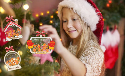 Funny Family Shaking Gingerbread Christmas Ornament DIY 1-15 Names New Year Party Home Decoration Xmas Tree Hanging Ornament Keepsake Gifts for Family Friend (Style 1)