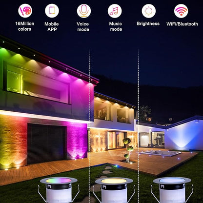 FVTLED Single Dynamic RGBW LED Deck Light, Φ1.77 Low Voltage RGBW Outdoor Step Lighting In-ground Landscape Pathway Patio Stair Decor Lamp(Black)