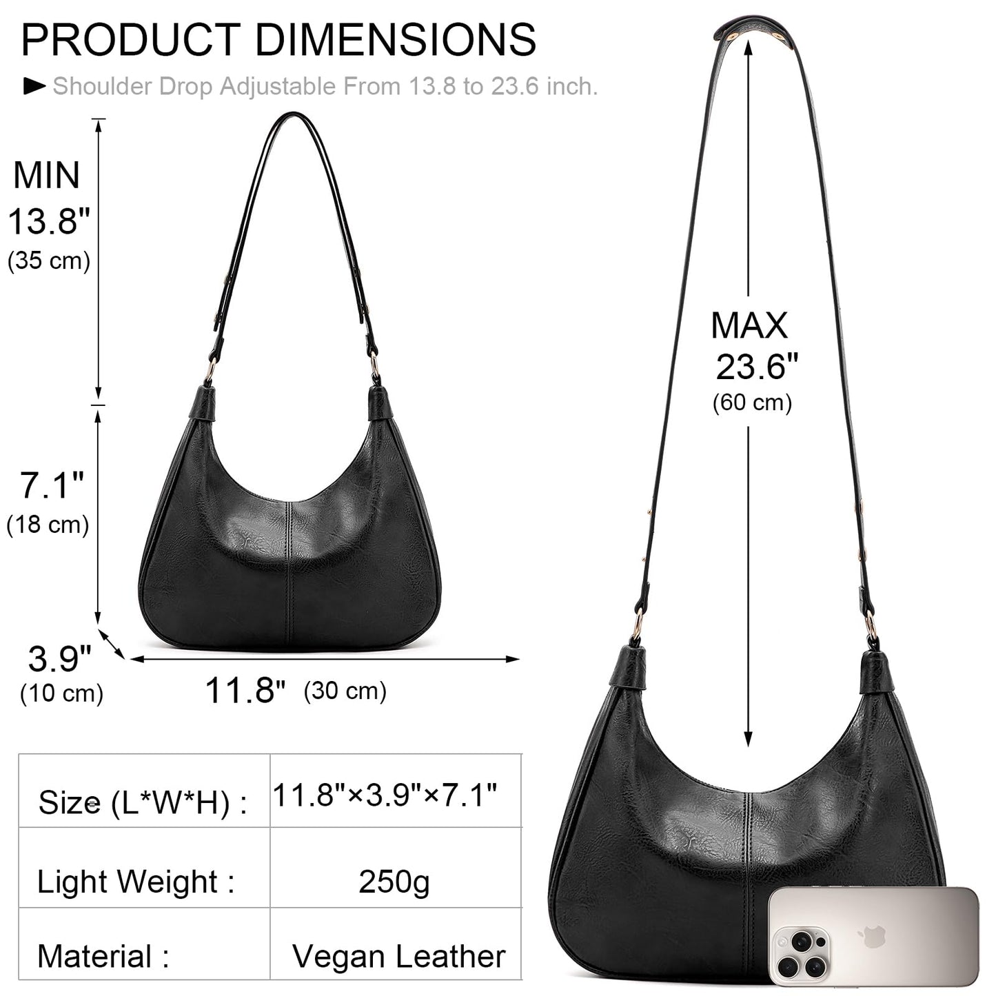 NIUEIMEE ZHOU Shoulder Bag for Women Ultra Soft Foldable Vegan Leather Crossbody Bags Tote Hobo HandBag Underarm Purses
