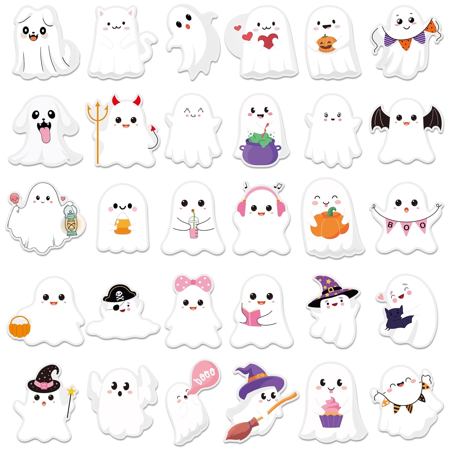 Zonon 90 Pcs Halloween Ghost Cutouts Cute White Pink Paper Ghost Bulletin Board Decor for Classroom Bulletin Boards Wall Trees School Halloween Home DIY Treat Baby Shower Party Decorations Supplies
