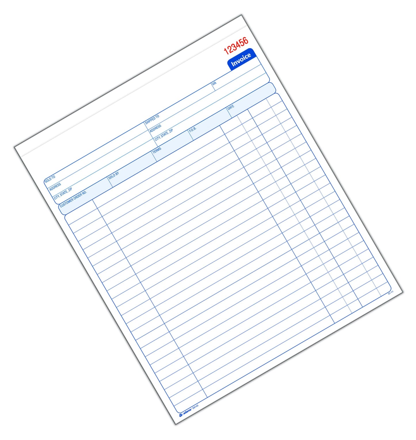 Adams Invoice Book, 8-3/8 x 10-11/16 Inches, 2-Part, Carbonless, White/Canary, 50 Sets per Book (D8140)