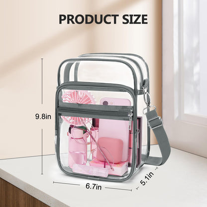 Blvornl Clear Crossbody Bag with Adjustable Shoulder Strap, Stadium Approved PVC Purse Bag, Messenger Bag