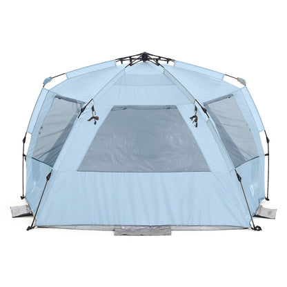 Easthills Outdoors Instant Shader Deluxe XL Beach Tent Easy Up 99" Wide for 4-6 Person Sun Shelter - Extended Zippered Porch Included Blue