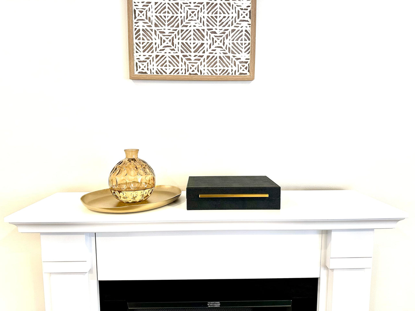 Kingflux Black Shagreen Leather Decorative Box, Storage Box Jewelry Organizer, Woment&Men's Accessory Organizer With Matt Golden Stainless Steel Handle (Black)