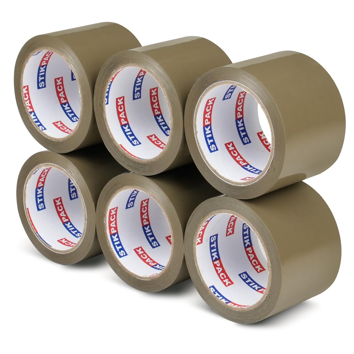 STIKPACK Wide Brown Packing Tape 6 Rolls, Total 360Y - 3 inch x 60 Yards, 2.4 mil Thick, 3 Inch Wide Brown Packaging Tape for Shipping, Mailing, Moving & Storage