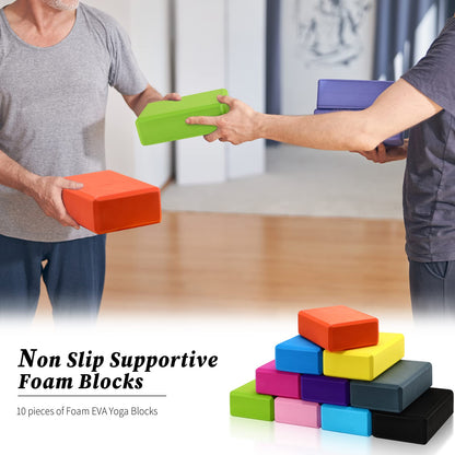 10 Pcs Foam EVA Yoga Blocks Lightweight Yoga Bricks Non Slip Supportive Foam Blocks Yoga Prop Accessories for Yoga, Pilates, Stretching and Meditation, Women Men Yogi Yoga Beginners (Mixed Colors)