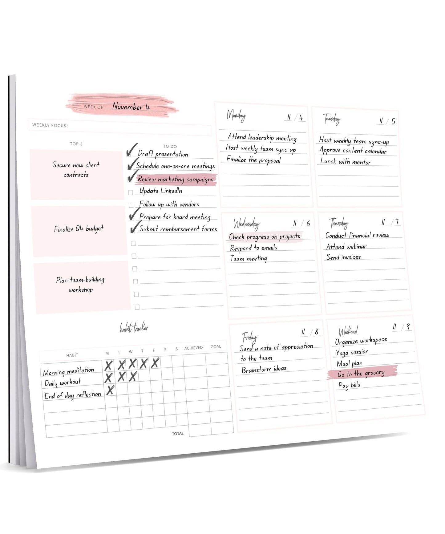 Lamare Weekly Planner Notepad – Premium Undated Weekly To Do List Notepad for School, Home & Office Day Planner, Desk To Do List Pad and Productivity Planning Pad