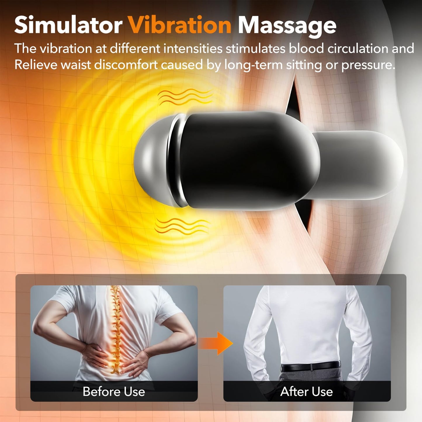 KITCADA Electric Lumbar Massager Support Pillow 3 in 1 with Adjustable Height for Bed and Chair, Back Massager with Heat, Massage for Pain Relief Deep Tissue, Waist Wedge Bolster