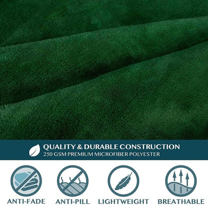 PAVILIA Wearable Blanket with Sleeves & Pocket for Women & Men, Soft Fleece Snuggle Throw with Sherpa Trim, Cozy TV Couch Robe, Gift Ideas for Mom & Wife, Dark Green