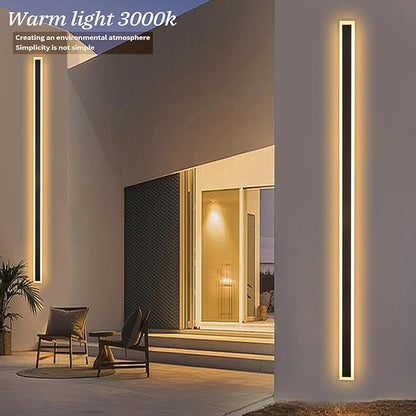 92 Inch Modern Outdoor Wall Light, 3000K Black Exterior Light Fixtures Wall Mount Ip65 Waterproof Modern Porch Lights Wall Sconce Long Linear Outside Lighting for House