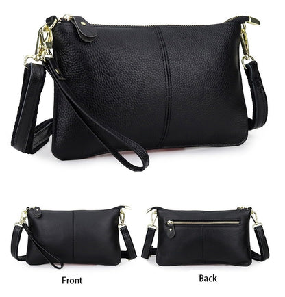 AurexaFashion Genuine Leather Small Crossbody Phone Bag for Women, Slim Wallet Credit Card Holder Wristlet Clutch Purse (Dark Blue)
