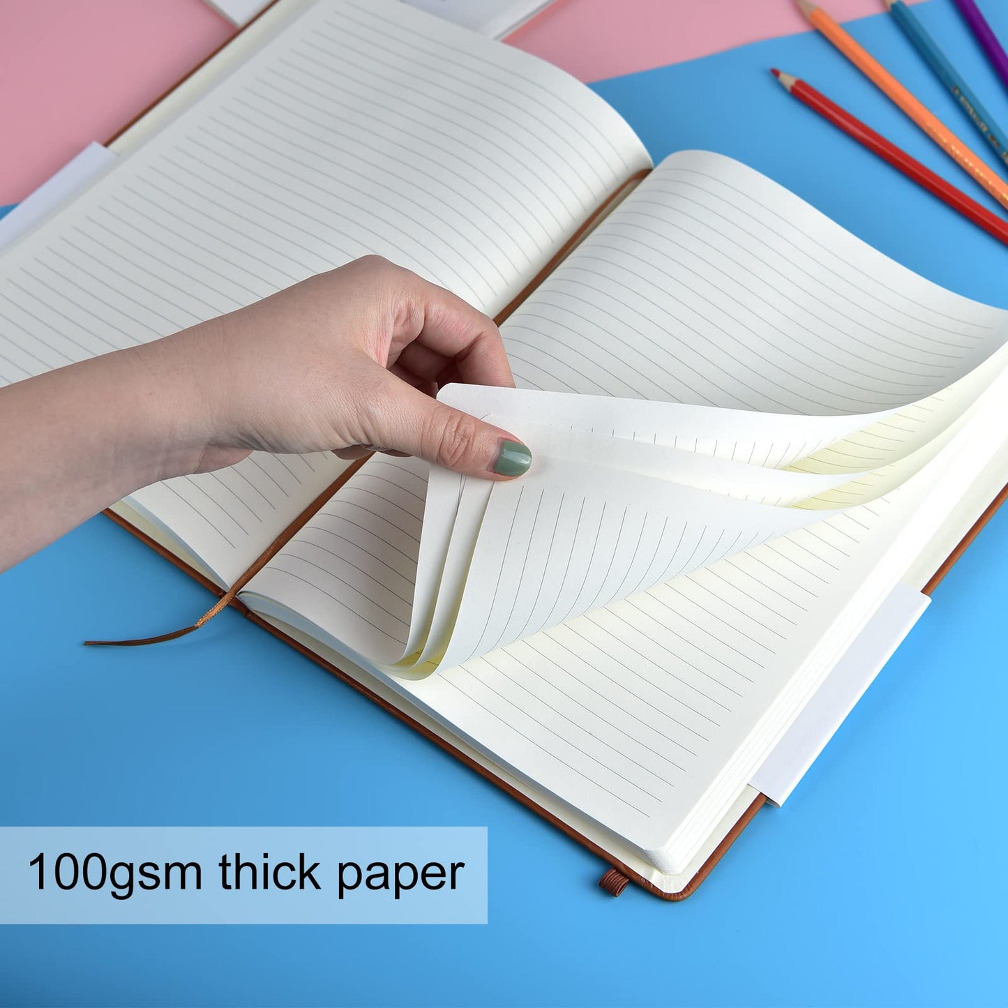 2 Pack B5 Journal Notebooks Classic College Ruled Notebooks Hardcover Lined Journals for Office Home School Business Writing Note Taking, 10.2 x 7.5 inch, 100GSM Thick Paper, 160 Pages (Black/Brown)