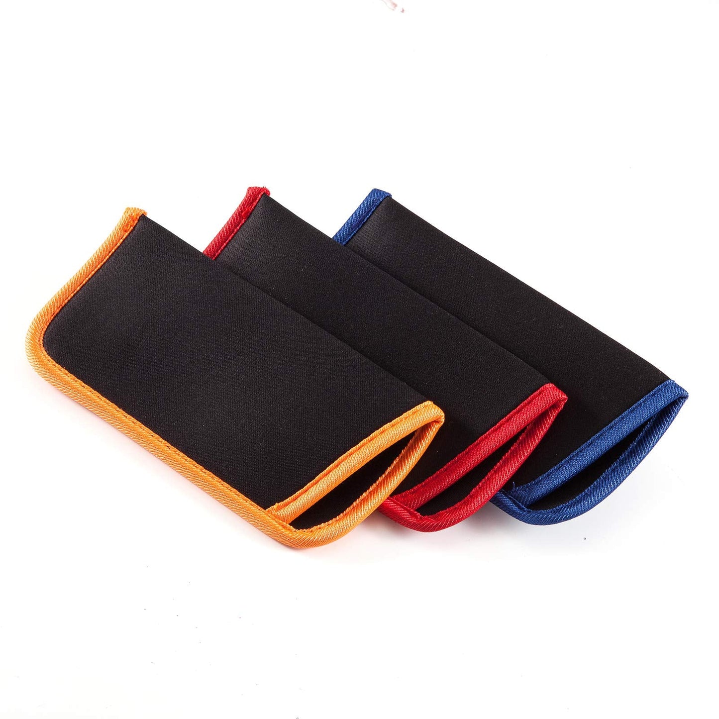 TRIUMPH VISION 3 Pack Reading Glasses Pouch - Soft Eyeglasses Bag Portable Neoprene Sleeve Eyewear Case (3 Pack, Blue Orange Red, Small)