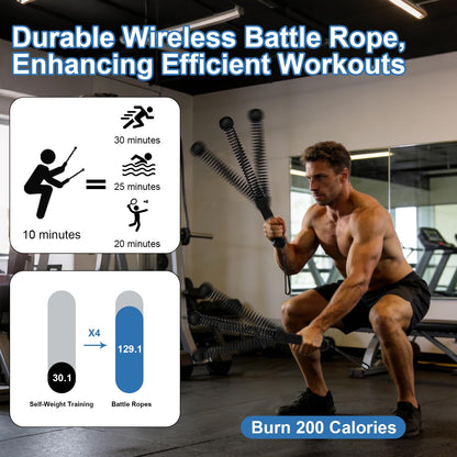 2pcs Weighted Ropeless Battle Ropes for Home Gym, Heavy Duty Weighted Cordless Battle Ropes for Men Women, Portable Exercise Workout Equipment for Strength Building, HIIT, SOGA para Ejercicios