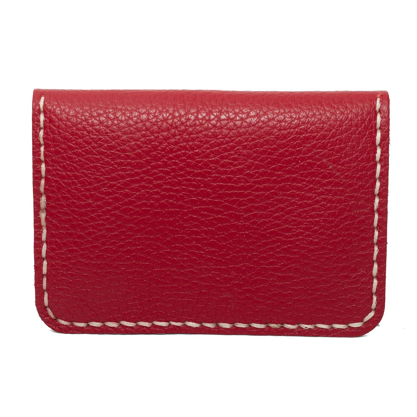 Guild Accessories Handstitched Red Leather Card case Wallet - Artisan Crafted Envelope Card Holder with Antique Brass Snap, Full-Grain Leather Slim Pocket Organizer (Red)